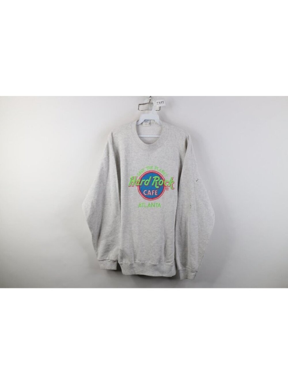 Vtg 90s Hard Rock Cafe Atlanta Mens L Distressed Save the Planet Sweatshirt USA
